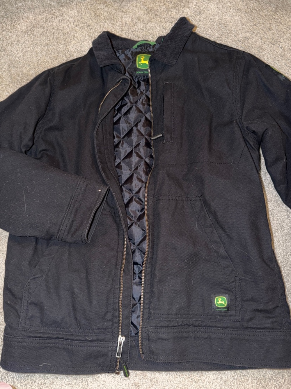 John Deere Black Quilted-Lined Work Coat